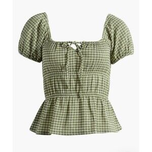 New W/ Tags Madewell Tiered Peplum Top in Sweet Basil Size Small